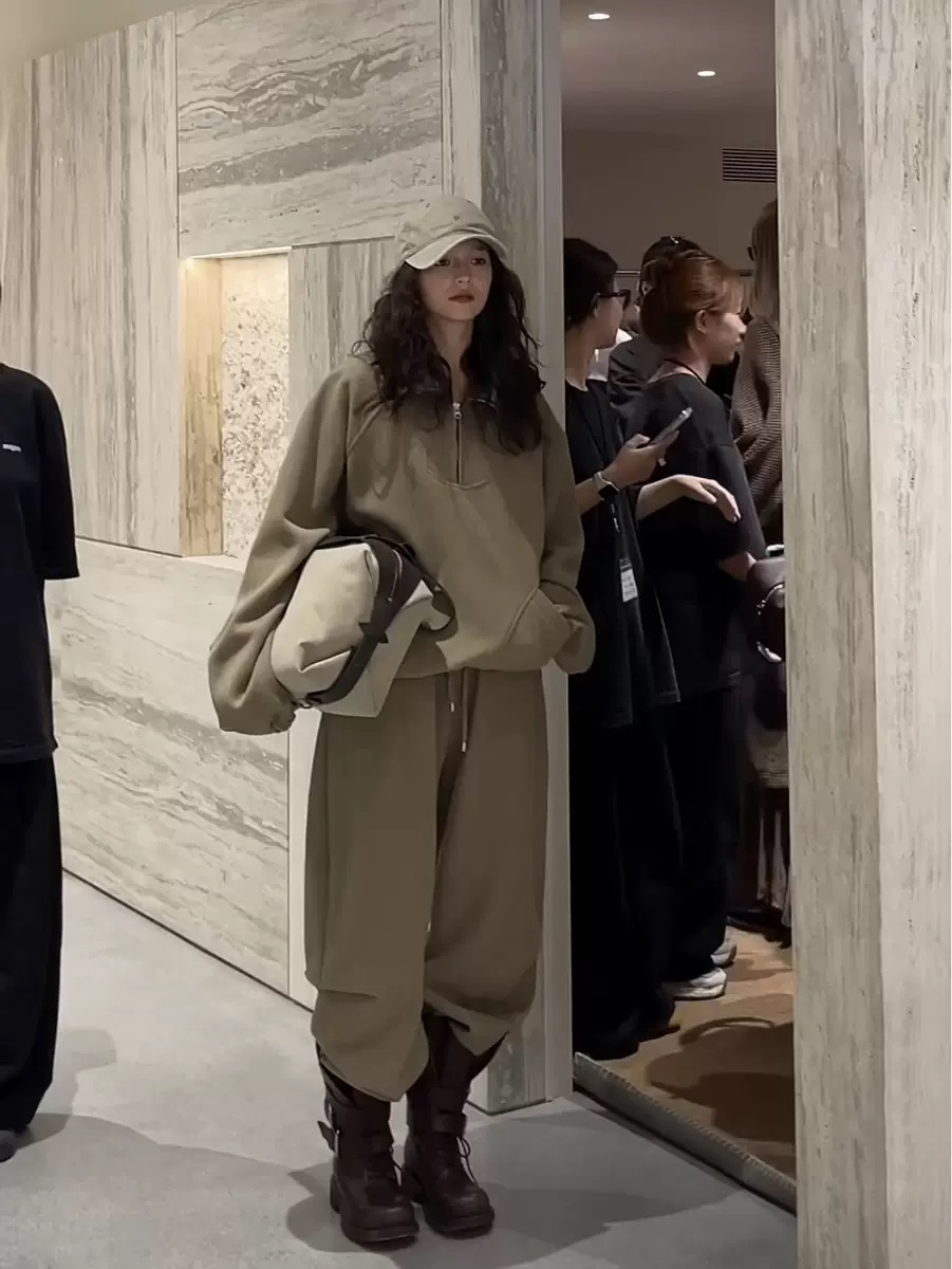 现货PREON工厂自制秋冬新款高级质感保暖卫衣休闲运动裤套装ethos