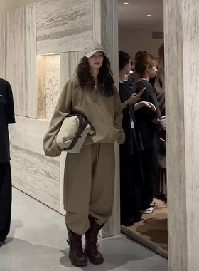 现货PREON工厂自制秋冬新款高级质感保暖卫衣休闲运动裤套装ethos