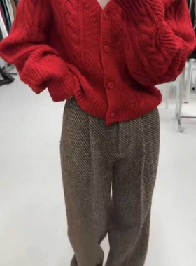 现货PREON工厂自制秋冬新款氛围感绞花100羊毛毛衣开衫ethos同款