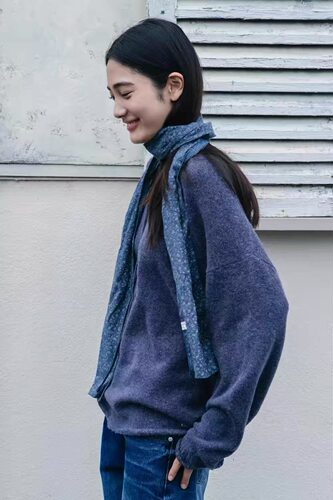 现货PREON自制系带大圆领针织上衣oheshio风