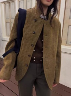 外套via同款 现货PREON工厂自制秋冬新款 气质通勤复古格纹羊毛西装