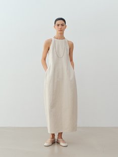 现货PREON工厂自制早春新款高级感气质圆领无袖背心长裙moia同款