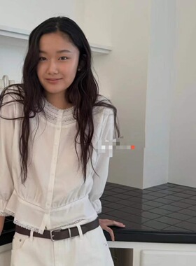 现货PREON自制早春新款温柔白色蕾丝花边衬衫上衣howus