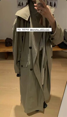 现货PREON工厂自制秋冬新款设计感假两件立领长款风衣monoha同款