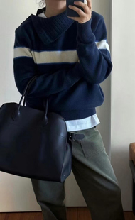 现货PREON工厂自制秋冬moondal同款侧边纽扣翻领长袖针织上衣