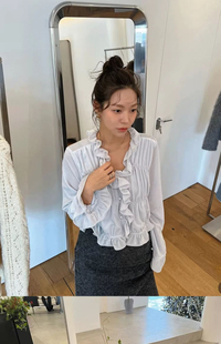 atelier 高级感褶皱木耳边衬衫 现货PREON工厂自制早春新款 法式