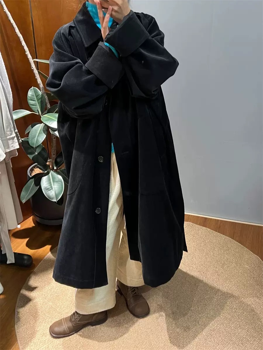 现货PREON工厂自制秋冬新款复古翻领斗篷式宽松棉服外套ethos风