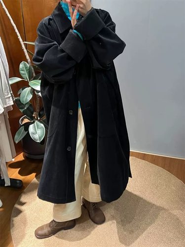 现货PREON工厂自制秋冬新款复古翻领斗篷式宽松棉服外套ethos风