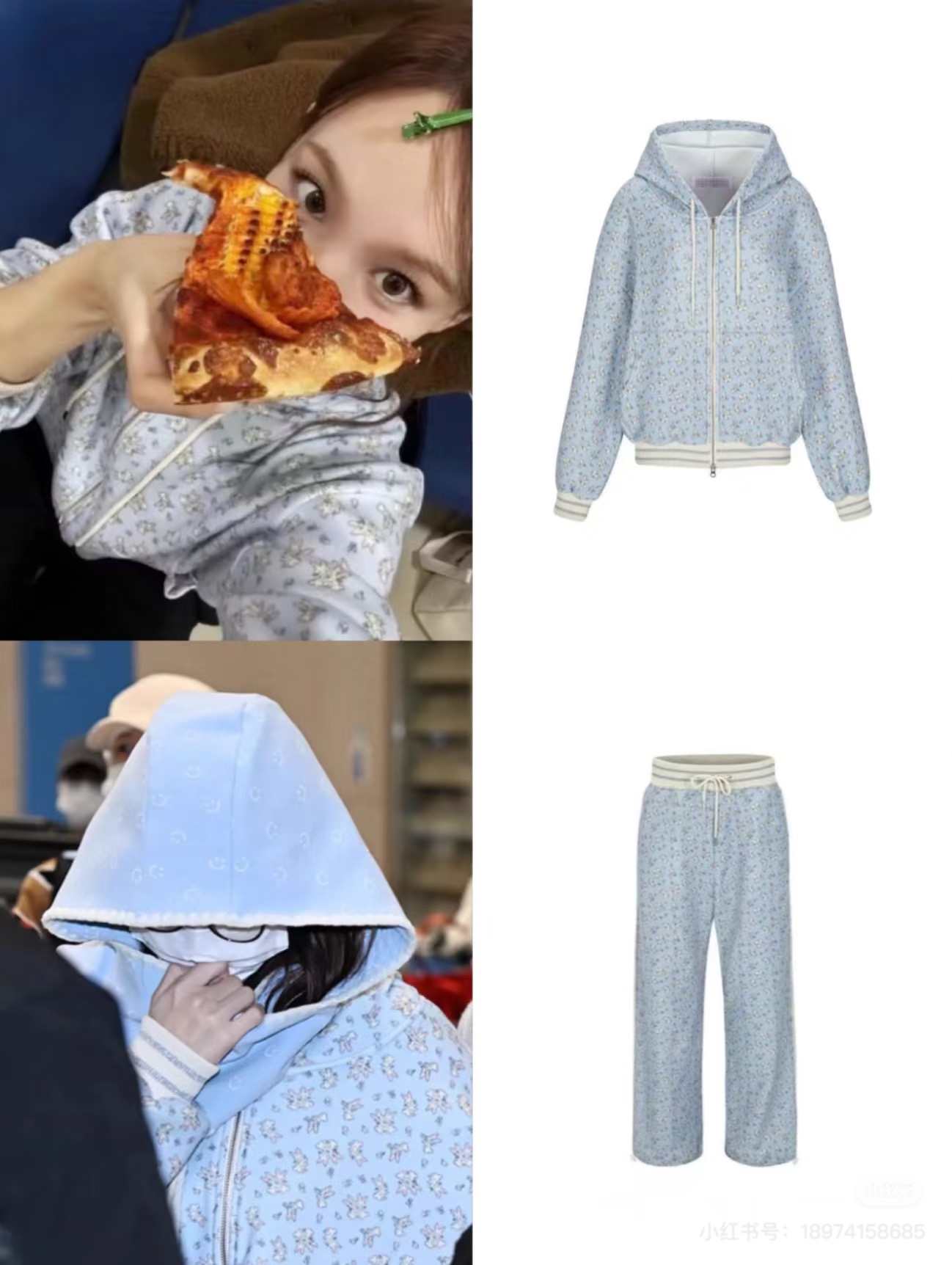 现PREON工厂自制秋冬林娜琏同款兔子印花宽松休闲卫衣外套运动裤