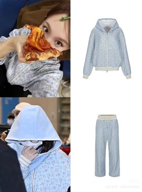 现PREON工厂自制秋冬林娜琏同款兔子印花宽松休闲卫衣外套运动裤