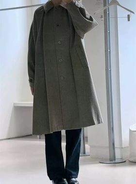 现货PREON工厂自制冬季新款时髦廓形百搭通勤羊毛大衣外套