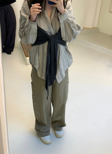 一周PREON工厂自制早春新款质感亚麻松弛感宽松工装休闲裤moia风