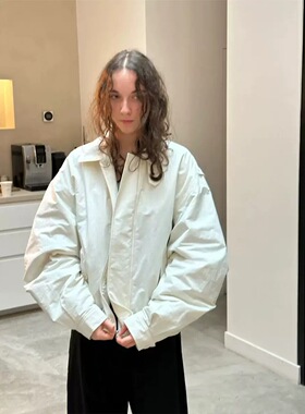 现货PREON工厂自制秋冬新款休闲简约百搭宽松翻领短款棉服外套LC