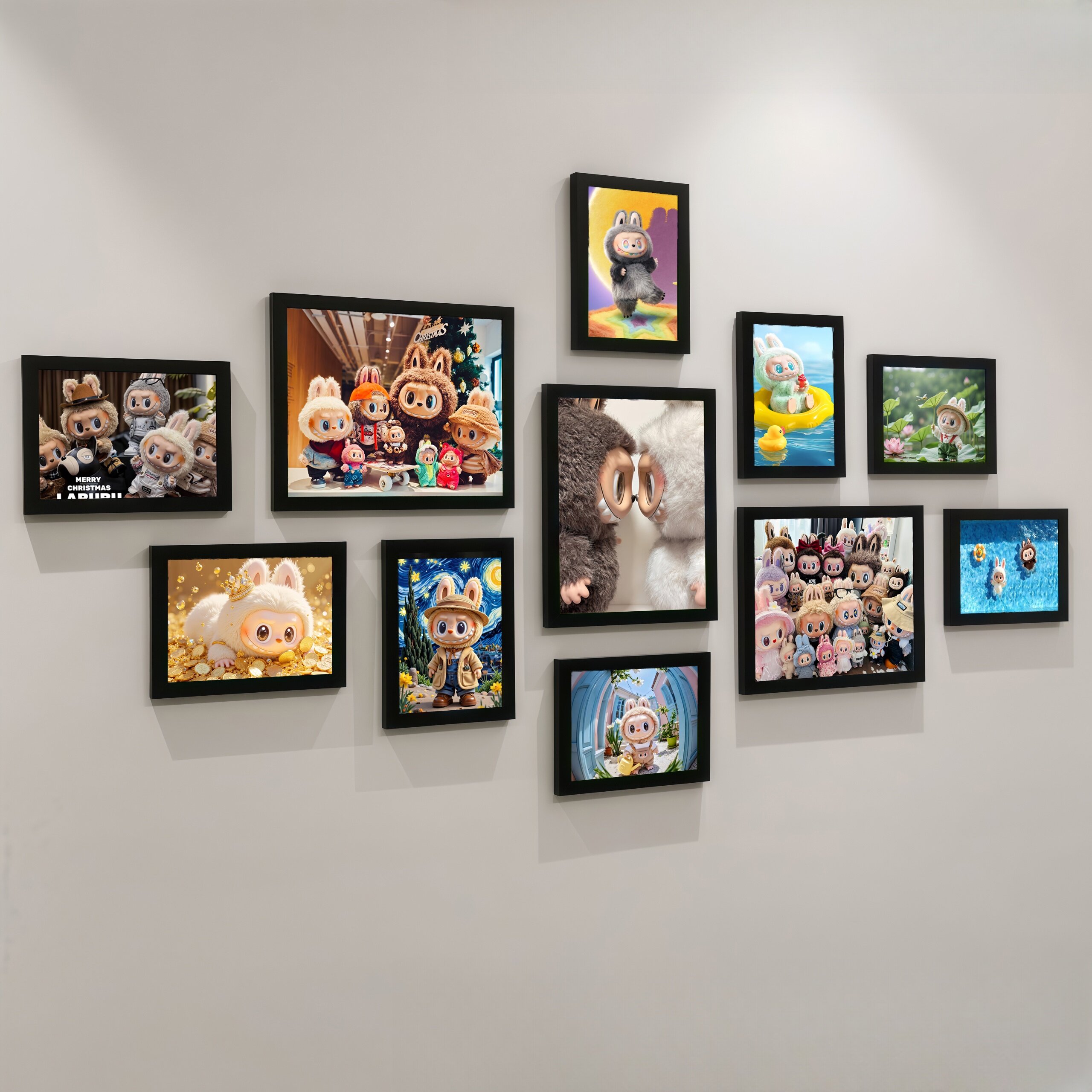 拉布布labubu装饰相框真我潮玩海报照片墙组合卧室背景画框展示墙