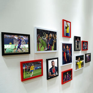 (11个相框)足球明星内马尔挂件白墙装饰照片墙创意客厅背景挂画
