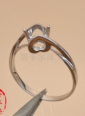 18k白金女戒指空托50分