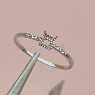 18k金 方形3*3mm 18K白金 黄金 玫瑰金 戒指空托 ZG