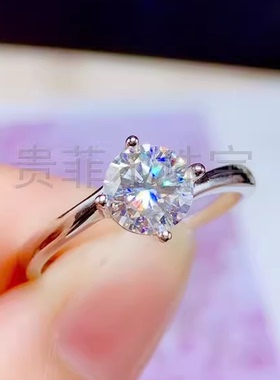 活圈925银镀白金  莫桑石  戒指 空托 V139