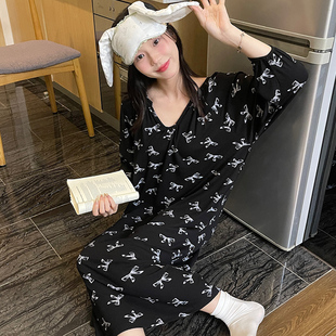 甜美可爱睡衣家居服可外穿 睡裙女夏季 2025新款 七分袖 莫代尔棉长款
