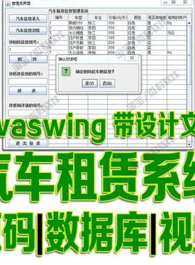 基于javaswing汽车租赁管理系统GUI窗体车辆信息cs项目源码msyql