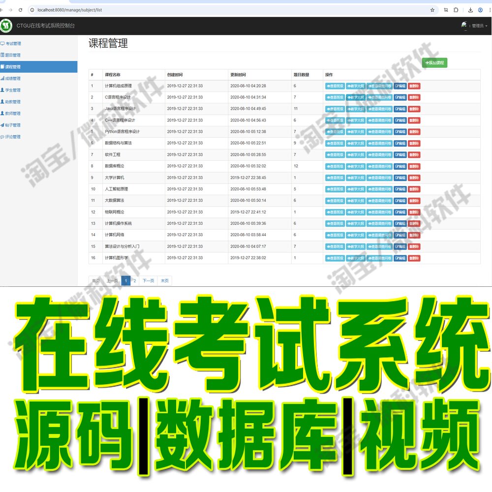 试题库管理系统ssm+Java在线考试成绩后台信息网站web+MySQL源码