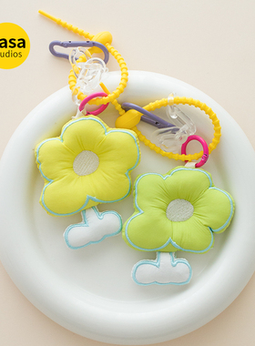 新款布艺花朵钥匙扣可爱ins风书包背包挂件装饰创意包包配件