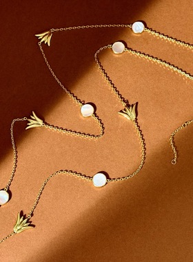 2025年潮款立体花朵白贝毛衣链