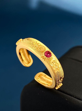 法式复古开口戒指颗粒钻食指环