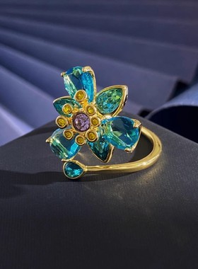 指尖上的艺术水晶开口戒花朵戒指