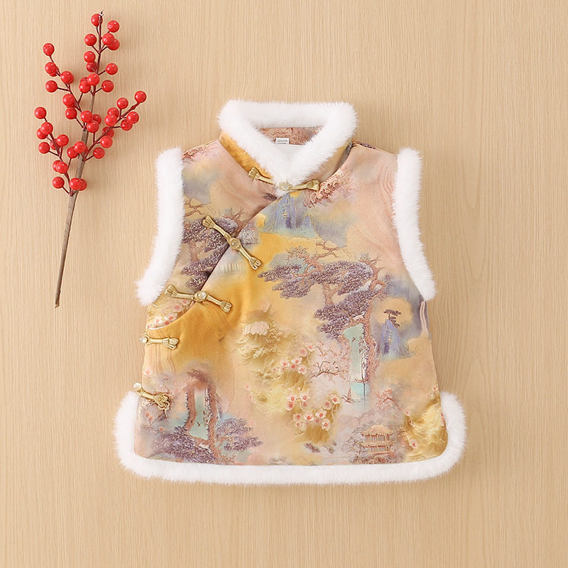 中式唐装小背心棉坎肩女冬装2025过年旗袍夹棉马甲拜年服中国风,童装/婴儿装/亲子装,汉服,淘宝优惠券,粉丝福利购,淘宝优惠卷
