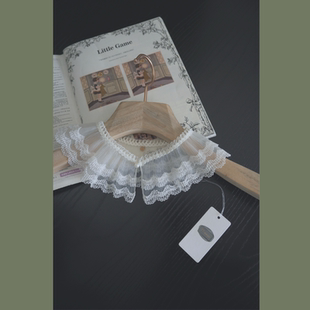 灵动缱绻~浪漫韵律之美~白色清新文艺欧根纱褶皱蕾丝装饰假领子女