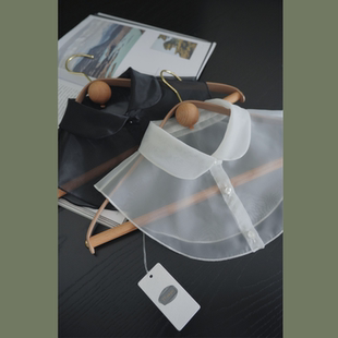 不疾不徐~从容通勤上班白色/黑色欧根纱圆领叠穿假领子 优雅细腻