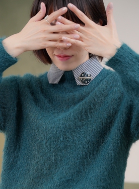 TT unique原创设计方领巴洛克复古千鸟格休闲时髦内搭衣领假领子