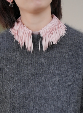 TT unique原创设计个性小众重工流苏雾霾粉装饰内搭衣领假领子