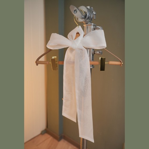 叠穿神器韩系蝴蝶结窄围巾丝巾白