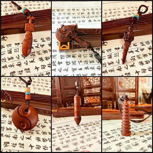 雷击枣木吊坠斧头古风挂件