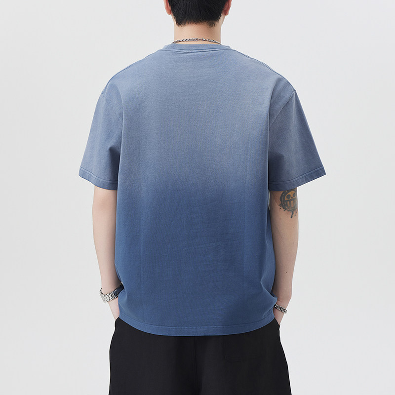 官方旗舰店重磅290g渐层色纯棉短袖t恤男款夏季男士休闲上衣服