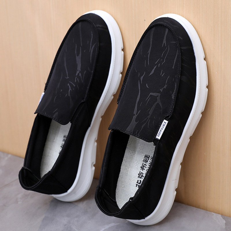 男士老北京布鞋春秋款防水一脚蹬中老年爸爸鞋软底轻便防滑休闲鞋