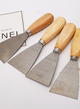 油灰刀腻子刀加厚型不锈钢批灰刀2.5寸木柄刮刀刮板 刮腻子工具