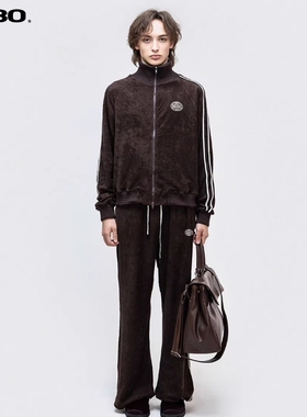 SKBO 春秋季灯芯绒休闲冬季男女潮牌高级拉链立领开衫外套两件套