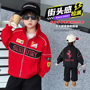 男童机车服外套2026新款春季儿童时髦帅气夹克衫上衣男孩炸街秋装