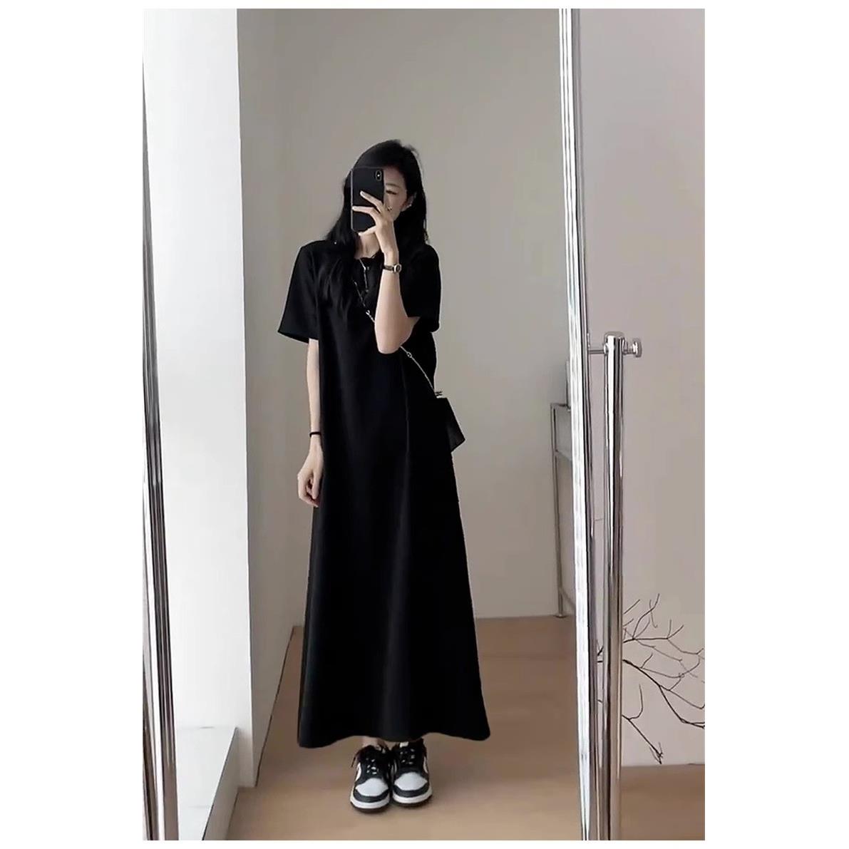 高个子女初夏季170法式超长裙及到脚踝175宽松大码显瘦小众连衣裙