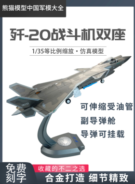 1:35 歼20S双座战斗机模型 J20S双座J20单座仿真飞机合金摆件收藏