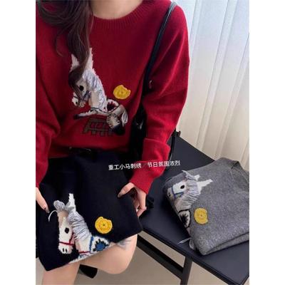 冬新款卡通小马图案刺绣