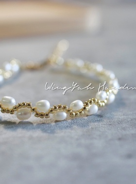 WingYah原创法式优雅天然淡水珍珠串珠手链设计感简约复古易配搭