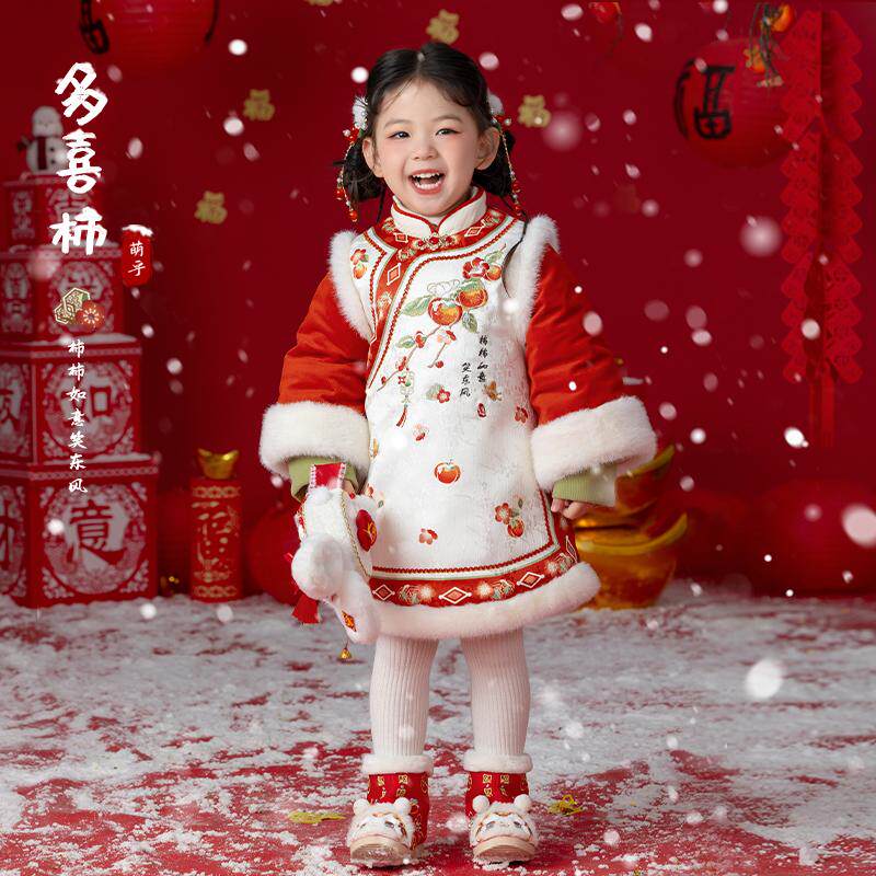 女童拜年服蛇年旗袍女宝宝汉服