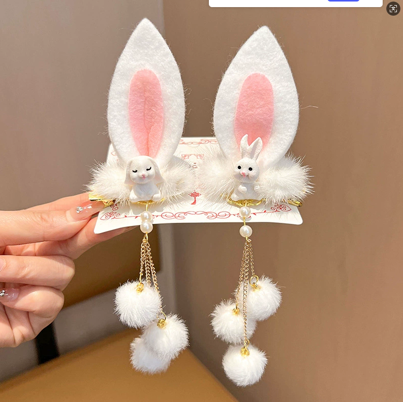 儿童汉服头饰女童古风蝴蝶结飘带发夹中国风步摇流苏对夹宝宝配饰