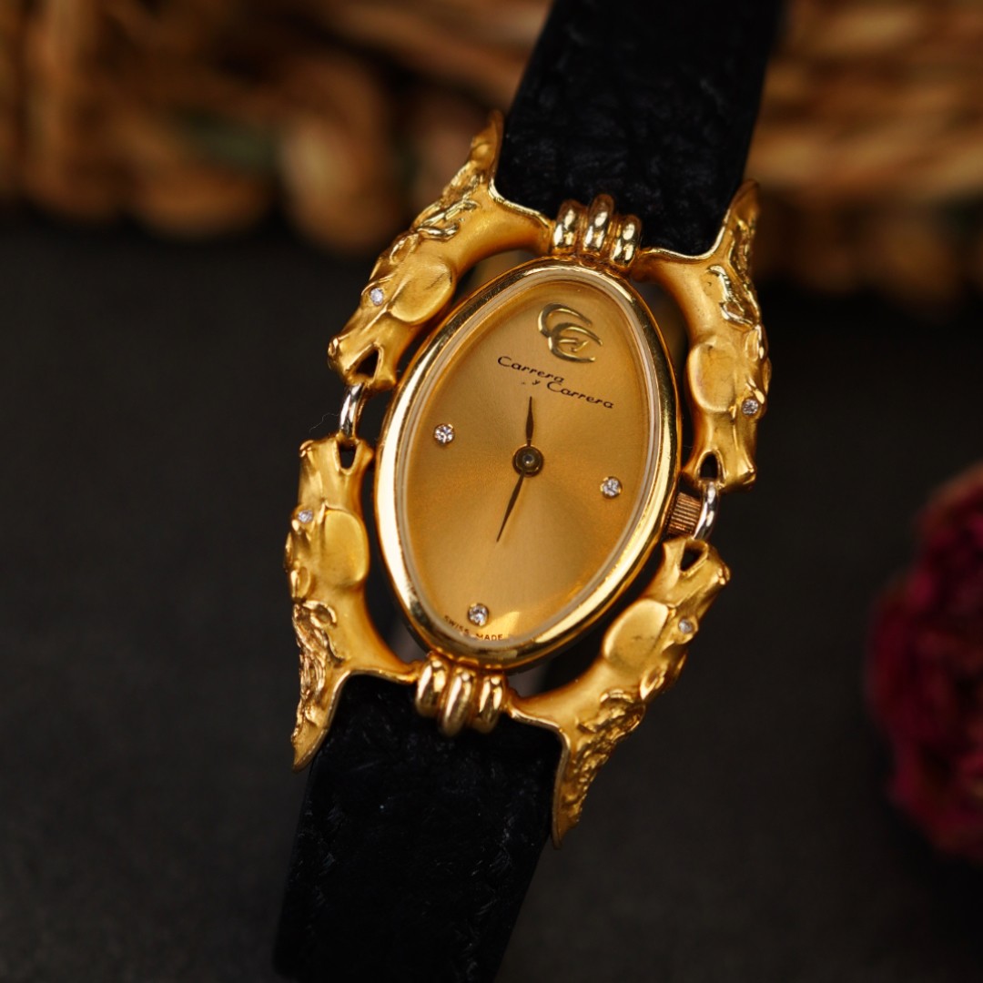 卡雷拉金表马头中古时尚复古小众艺术百搭款中古表