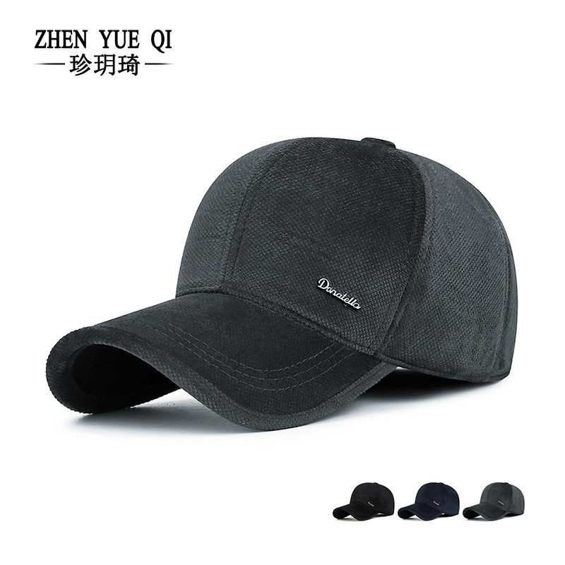 新款简约字母加绒保暖爸爸老人棉帽户外防寒中老年防风护耳棒球帽