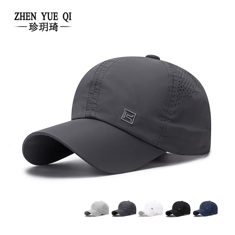 男女速干烫胶标棒球帽户外跑步运动遮阳夏季打孔透气防晒钓鱼帽子